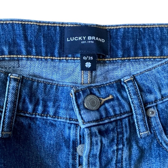 Lucky Brand Mom High Rise Denim Shorts Frayed Hem Button Fly - Size 0/25 - Picture 7 of 15